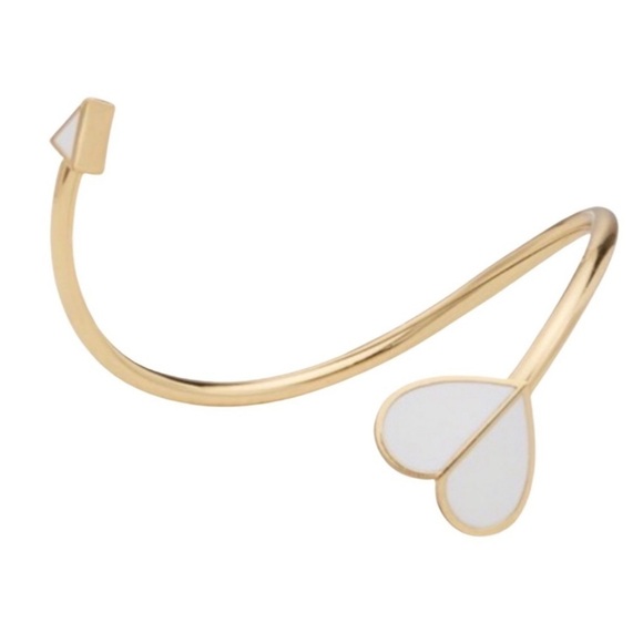 KATE SPADE • White Heritage Spade Gold Flex Cuff Bracelet - Picture 1 of 7